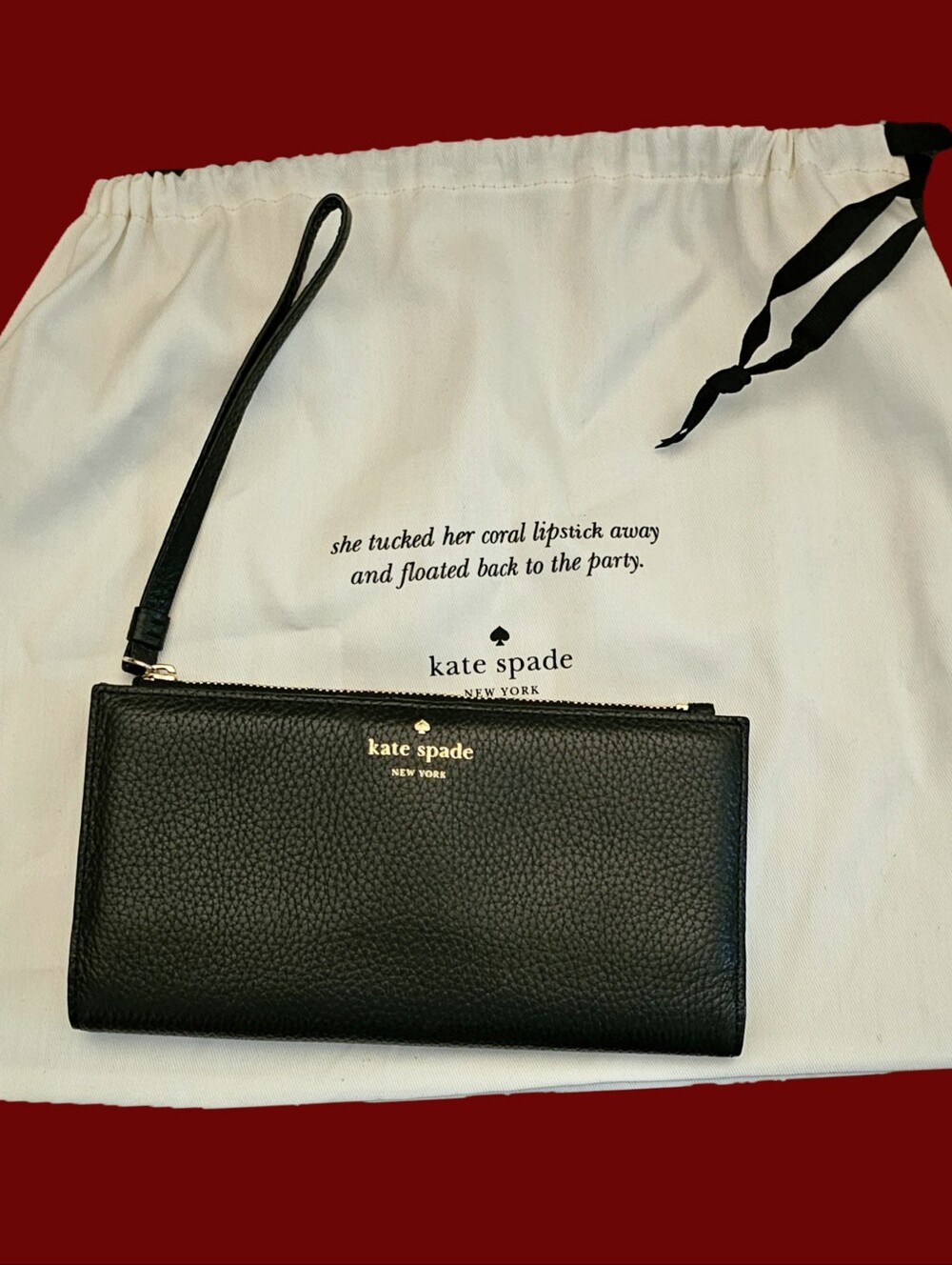 Kate Spade Black Leather Wallet With Dustbag